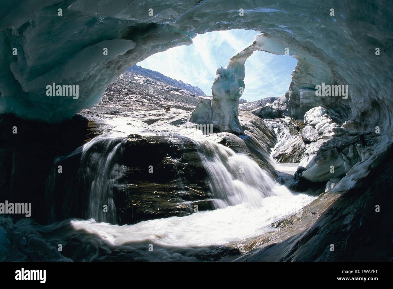 Austria, Tirolo, Alpi Oetztal, Gurgler ferner (ghiacciaio). Foto Stock