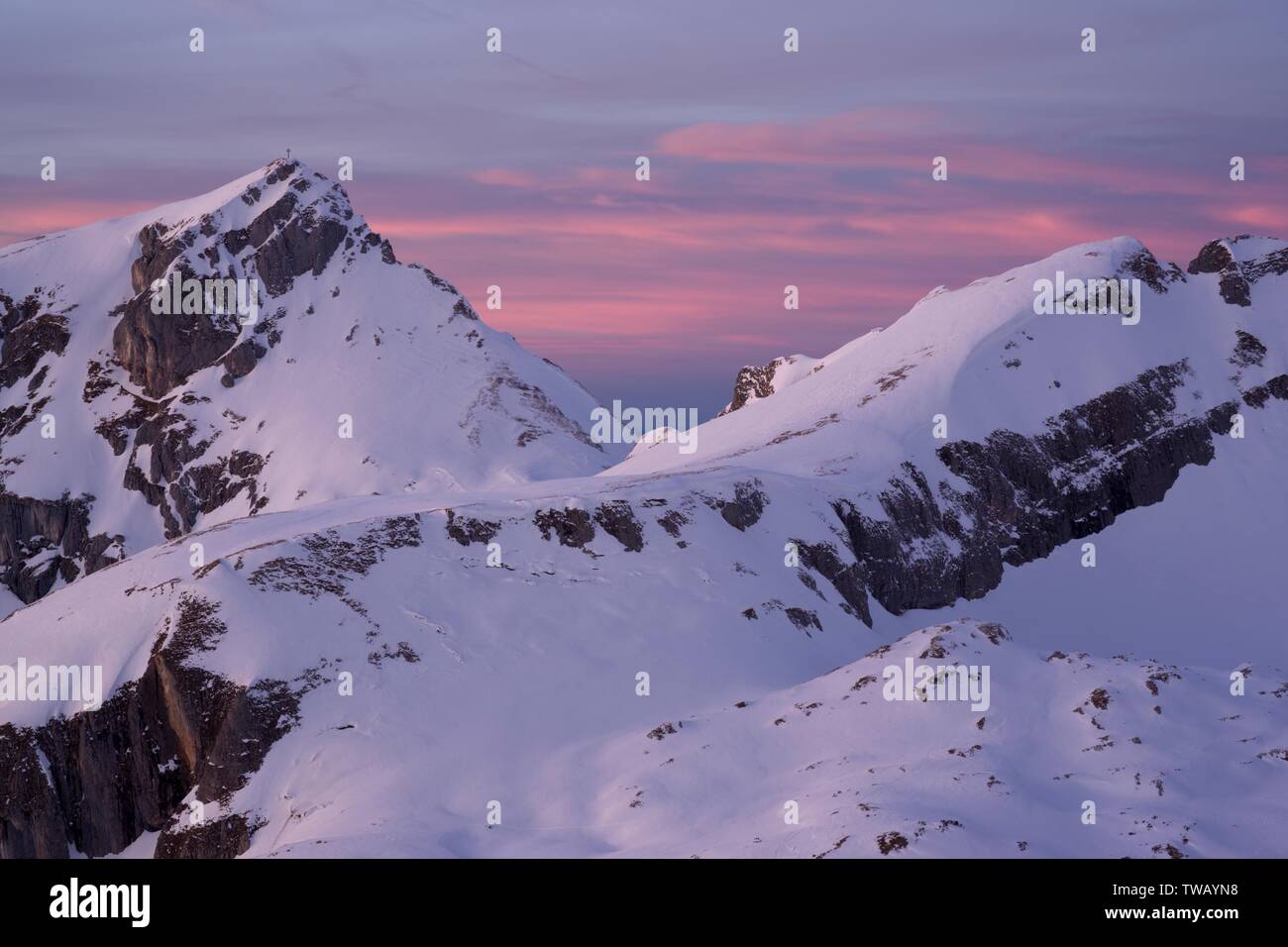 Austria, Tirolo, Monti Rofan, vista dal Haidachstellwand (cresta di montagna) t. Foto Stock