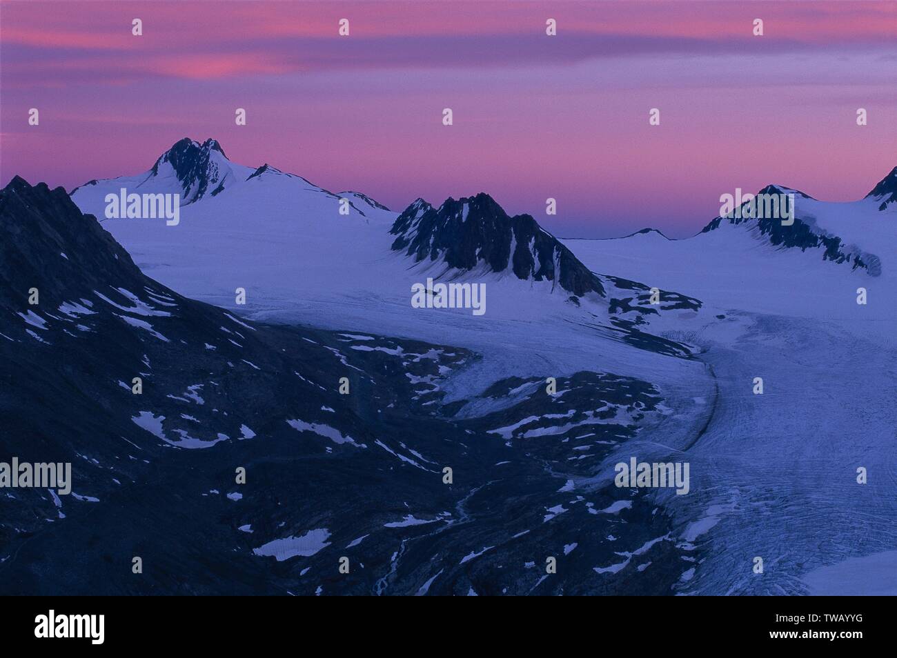 Austria, Tirolo, Alpi Oetztal, Hochwilde (picco), Gurgler ferner (ghiacciaio). Foto Stock