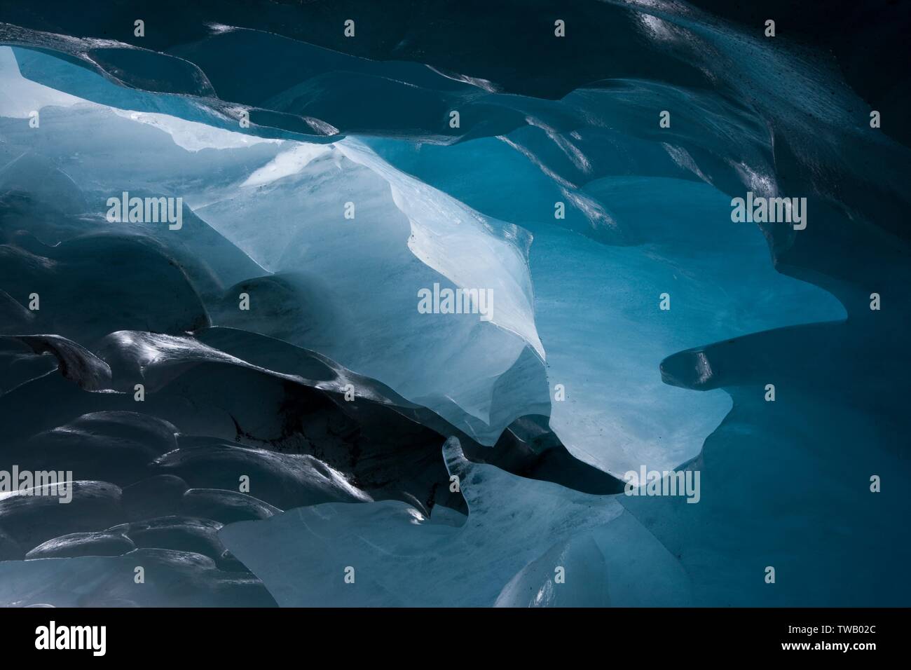 Austria, Tirolo, Alpi Zillertal, uscita del ghiacciaio Hornkees (ghiacciaio). Foto Stock