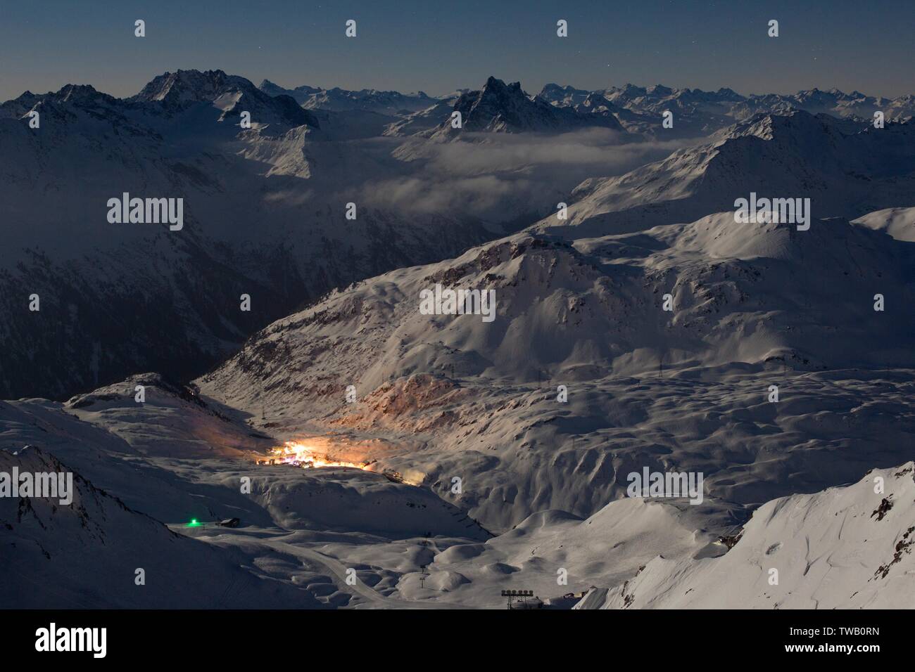 Austria, Tirolo, Alpi Lechtal, San Cristoforo dalla Valluga (vetta). Foto Stock