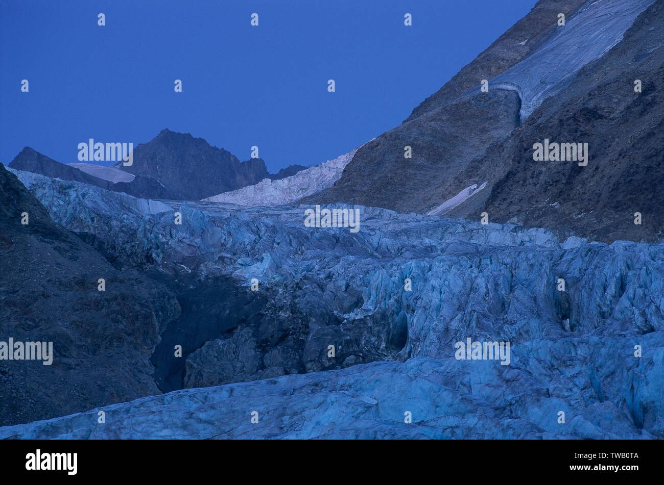 Austria, Tirolo, Alpi Oetztal, Taschachferner (ghiacciaio). Foto Stock