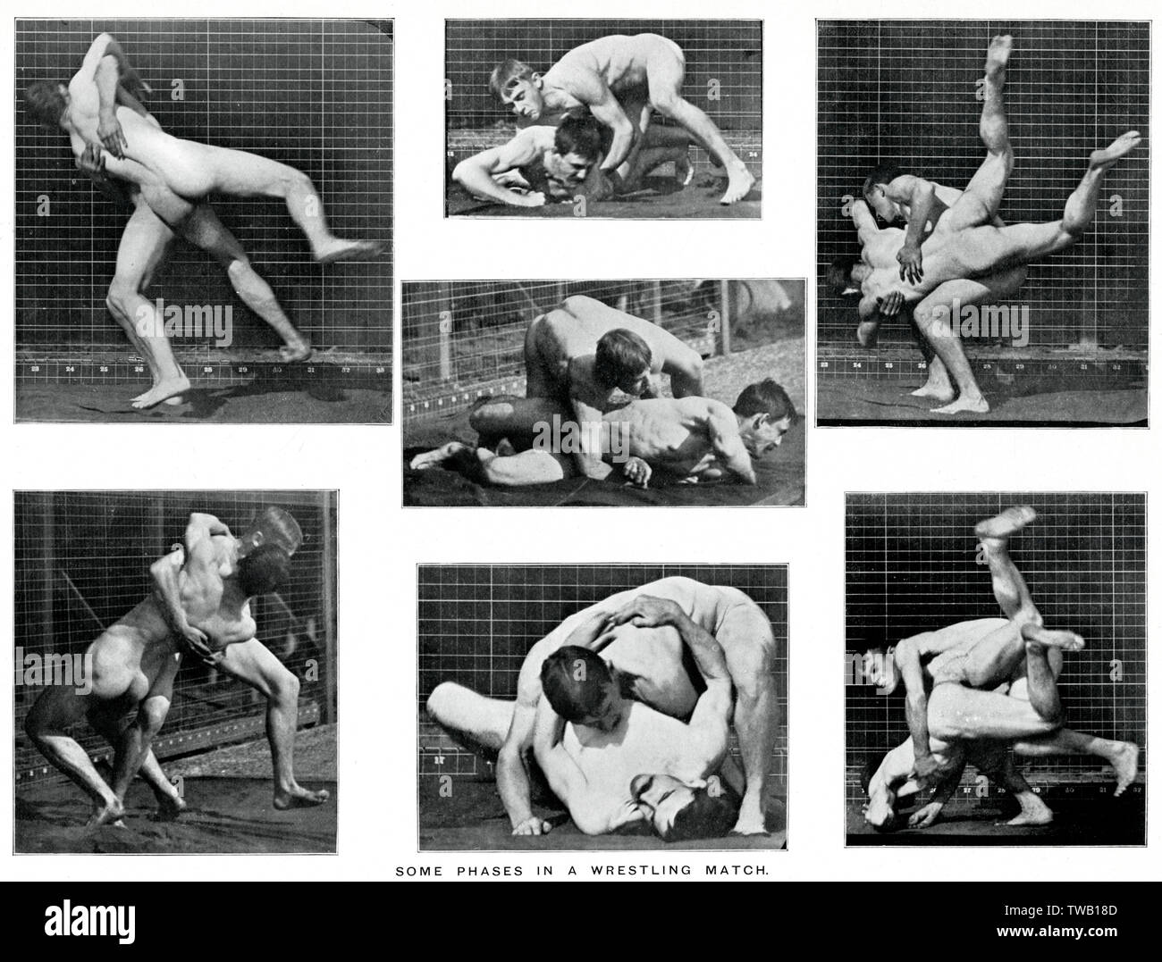 Muybridge - Wrestling Foto Stock