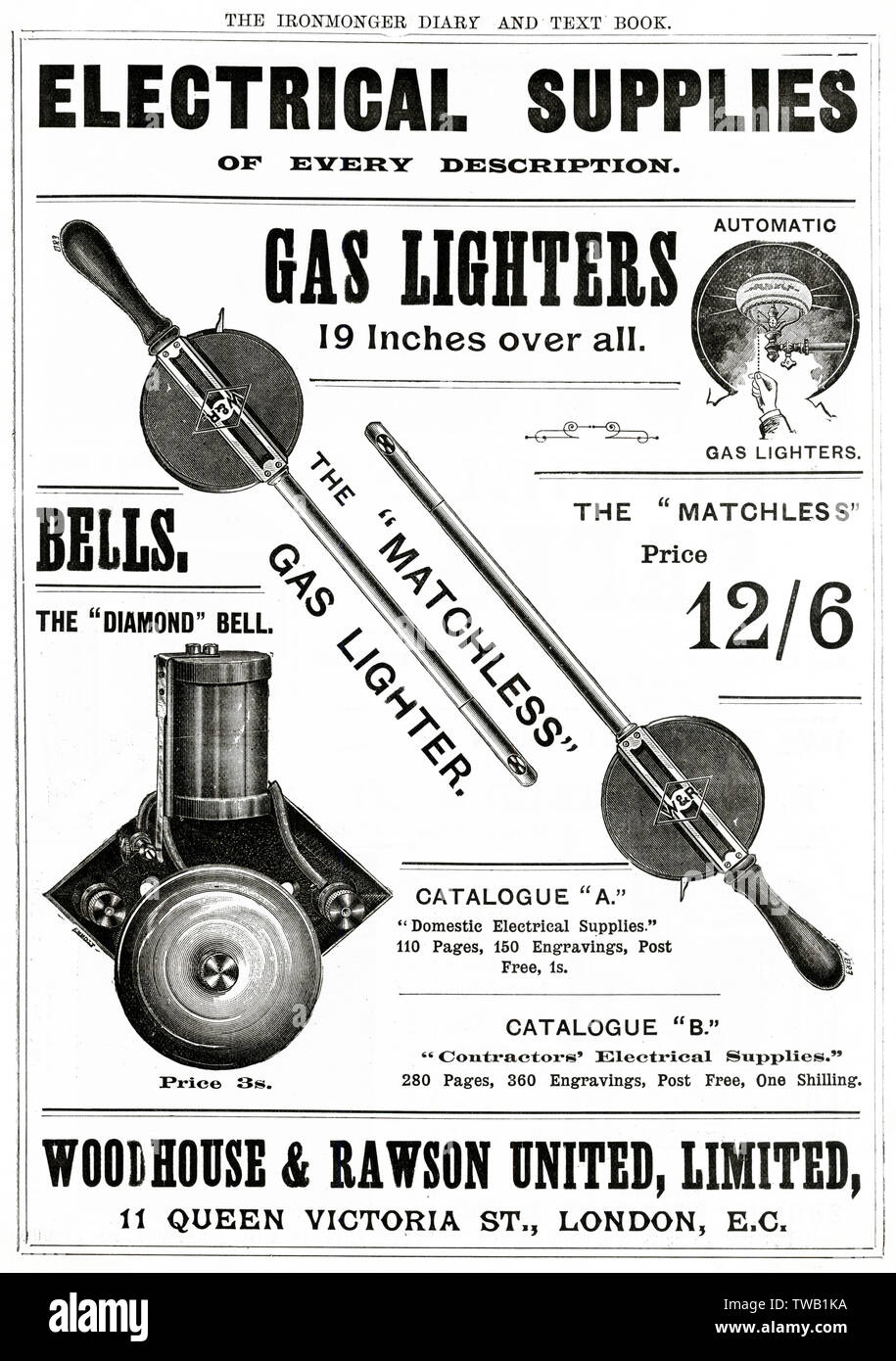 Forniture elettriche 1889 Foto Stock