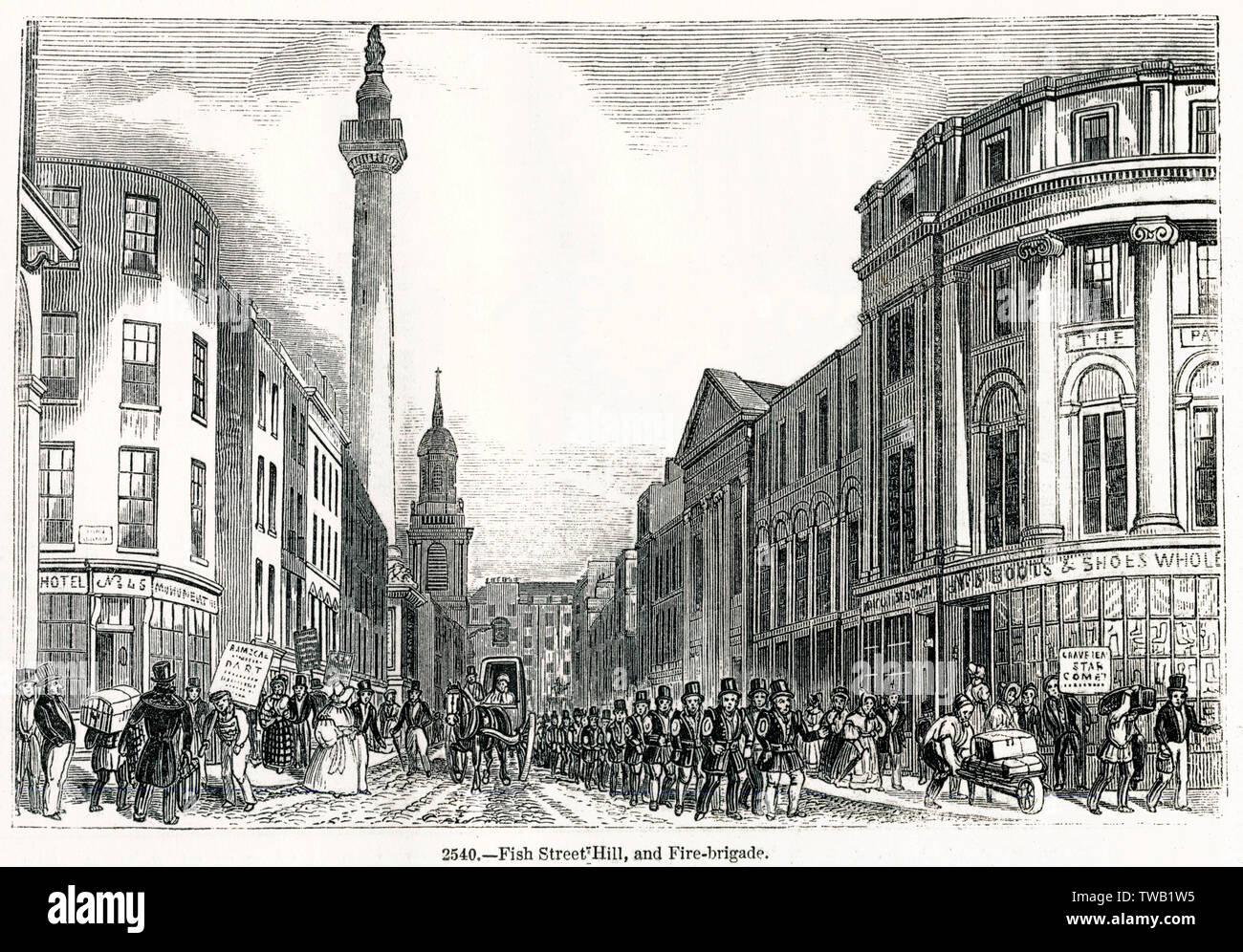 Fish Street Hill e Fire-Brigade Foto Stock