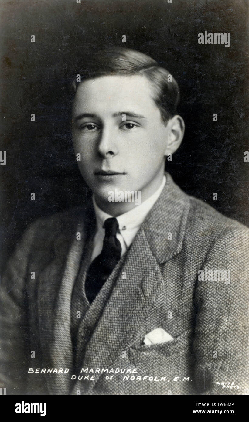 Bernard Marmaduke Fitzalan-Howard, XVI Duca di Norfolk (1908-1975). Data: circa 1924 Foto Stock