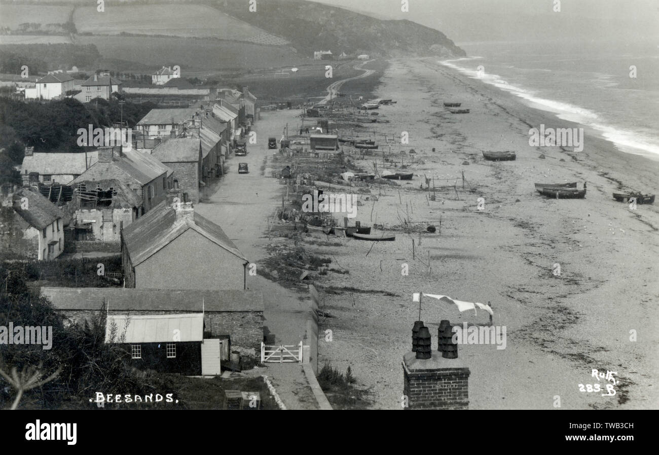 Beesands - un piccolo insediamento situato a metà strada tra Hallsands e Torcross sulla costa della Baia di inizio in South Devon, in Inghilterra. Data: circa 1920s Foto Stock