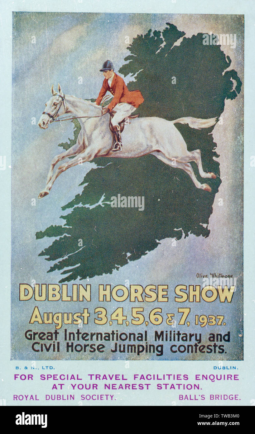 Pubblicità per il Dublin Horse Show, agosto 1937 Foto Stock