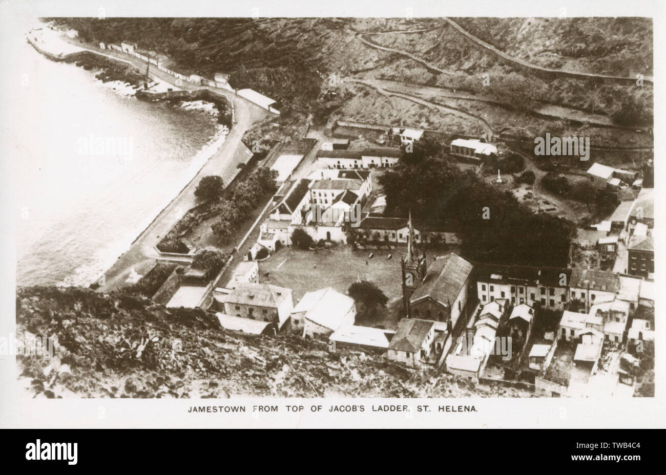 Jamestown, St Helena - vista dal mare Foto Stock