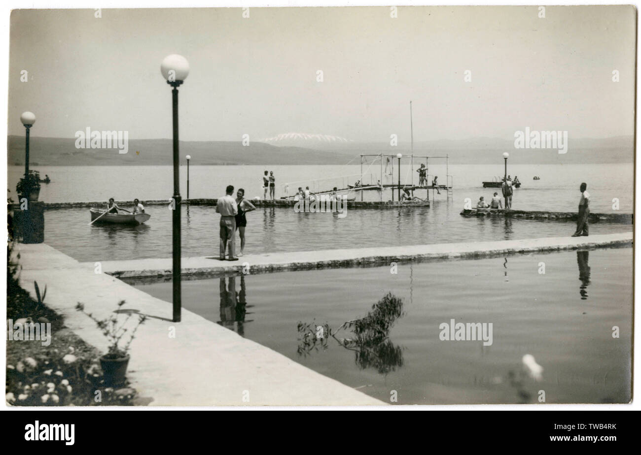 Lido sul mare di Galilea (Lago Tiberiade), Israele Foto Stock