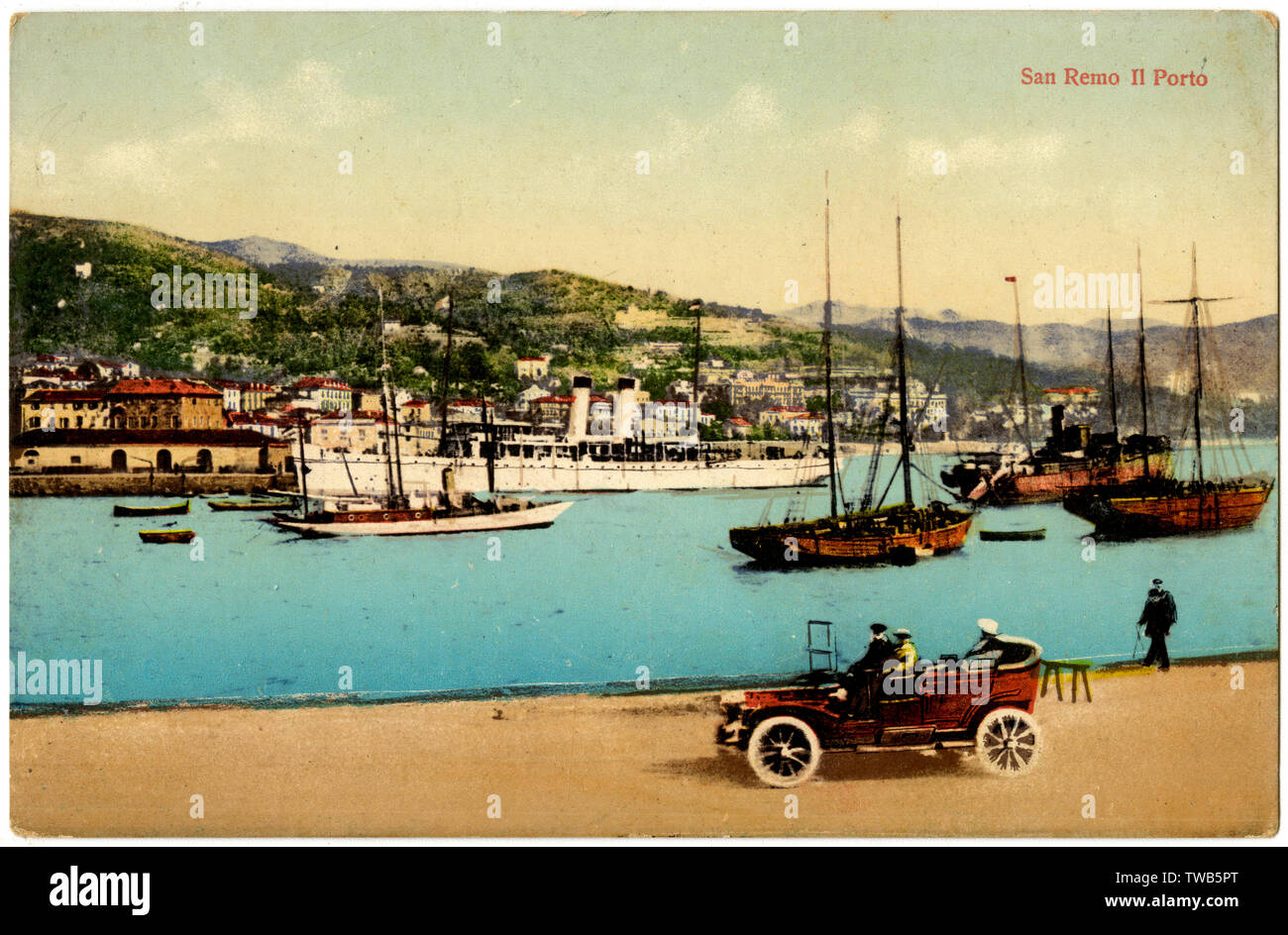 Vista sul porto, San Remo (Sanremo), Liguria, Italia Foto Stock