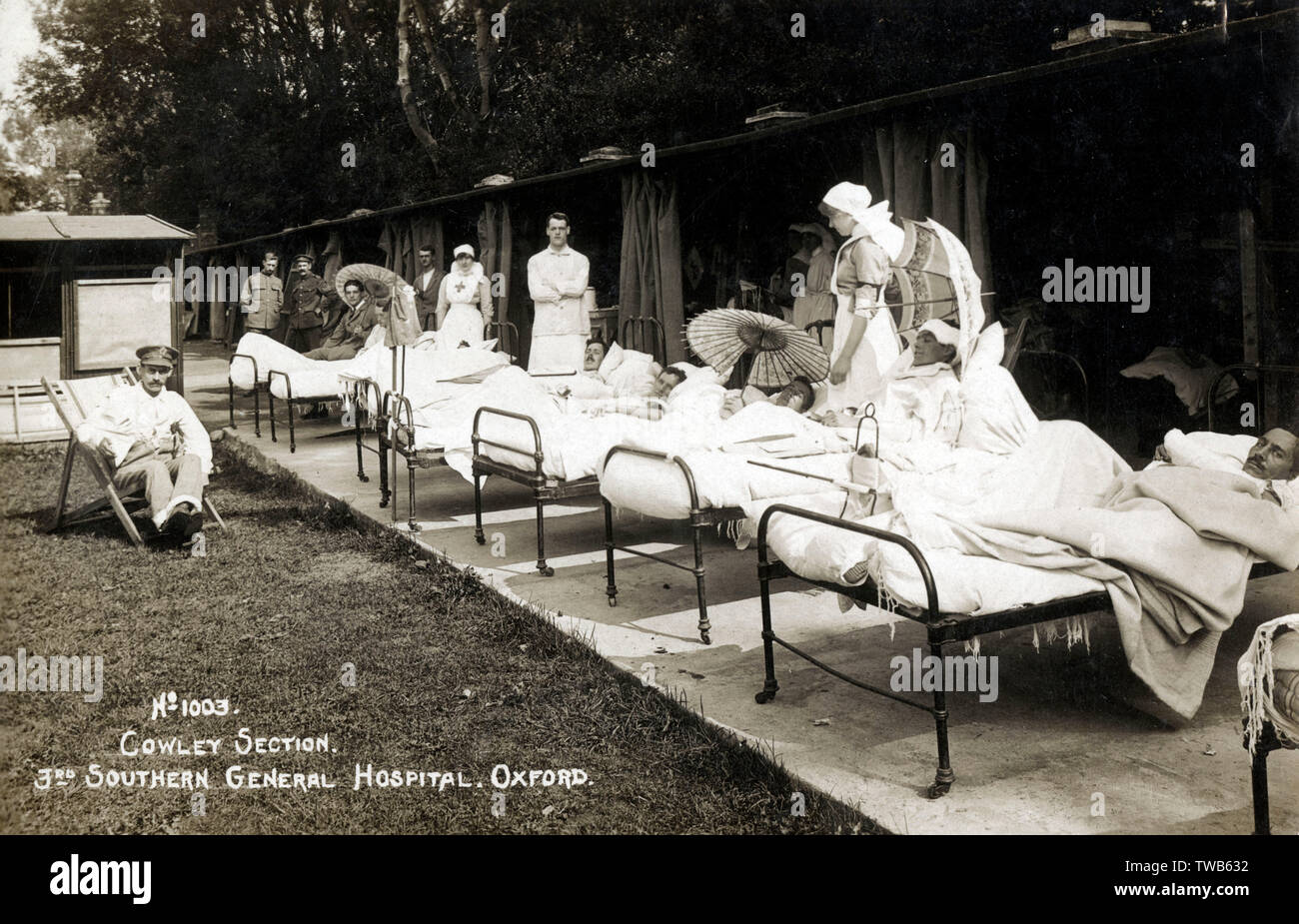 Soldati feriti, WW1, 3rd Southern General Hospital, Oxford Foto Stock