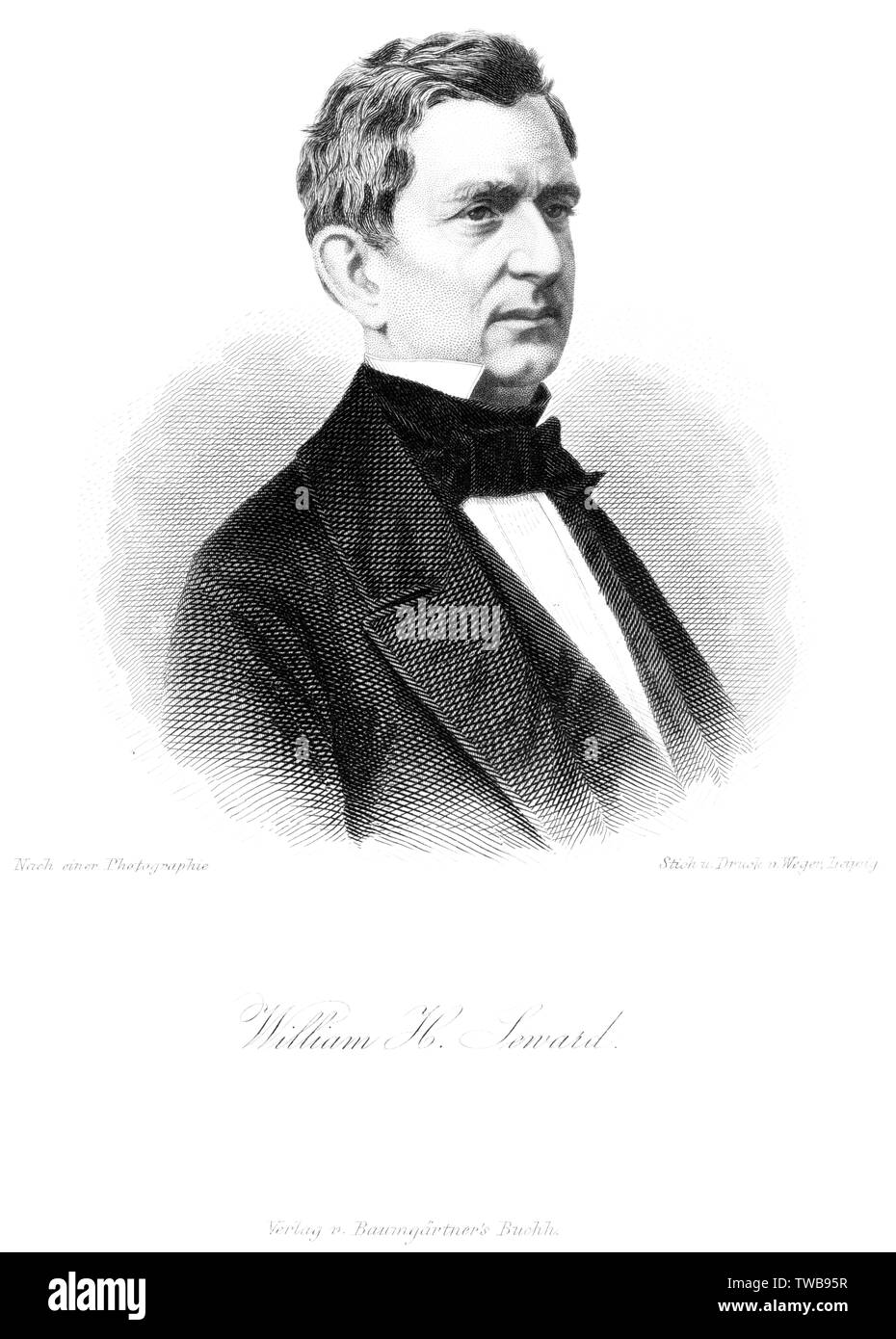 Amerika, Vereinigte Staaten von Amerika, USA, New York, Auburn, William H. Seward, noi - Politiker, Stich und Druck von Weger, Lipsia, Verlag Baumgär Foto Stock