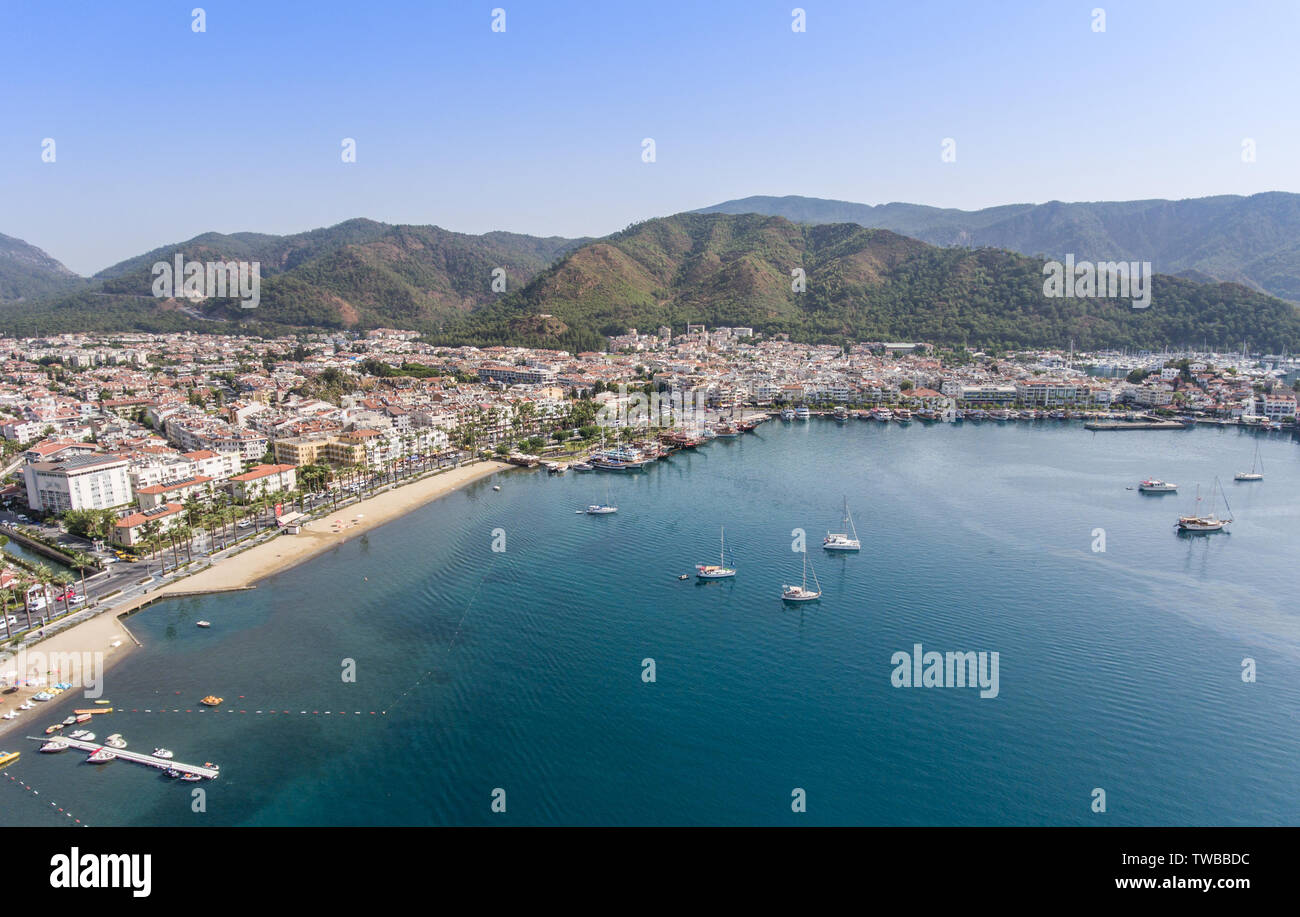 Vista aerea del bagno turco località di Marmaris. Foto Stock