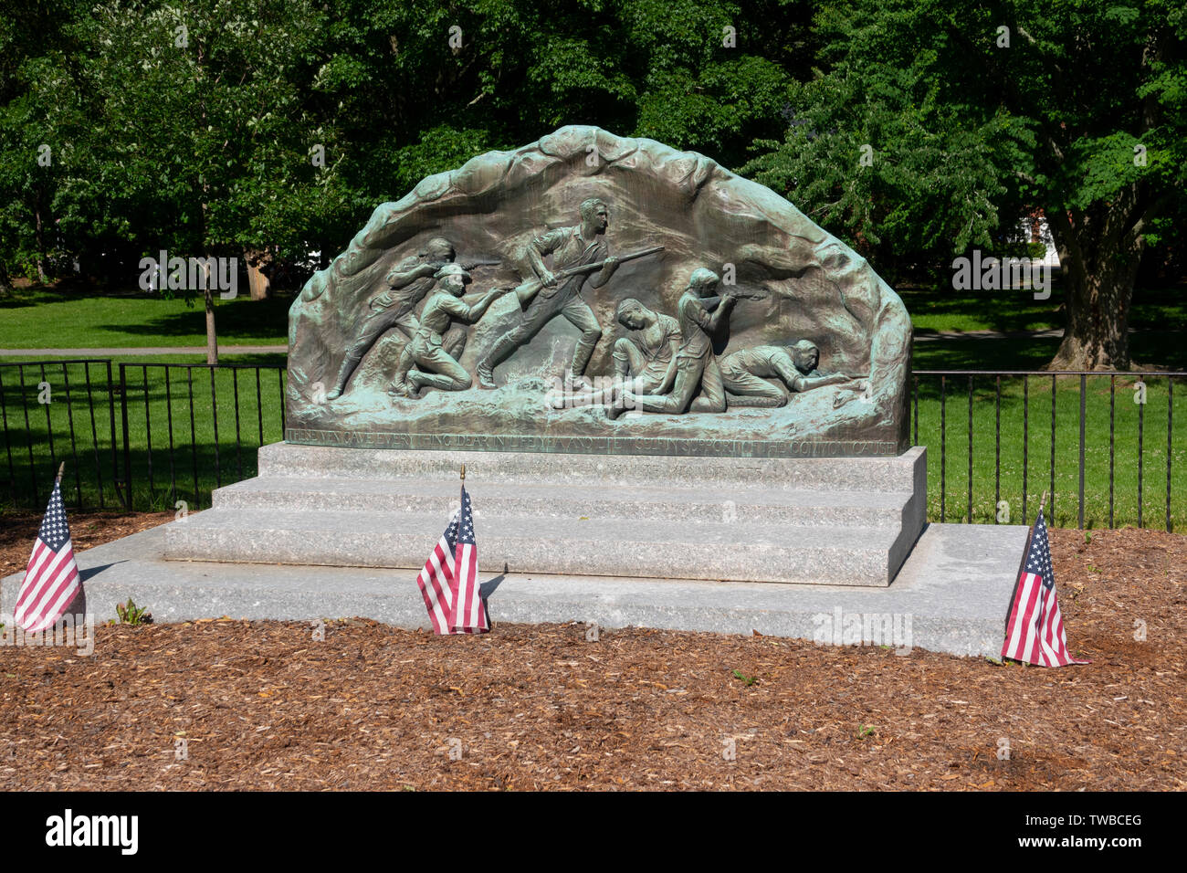 Stati Uniti Massachusetts MA Lexington Minute Man memorial 1775 Onore ai caduti soldati Foto Stock