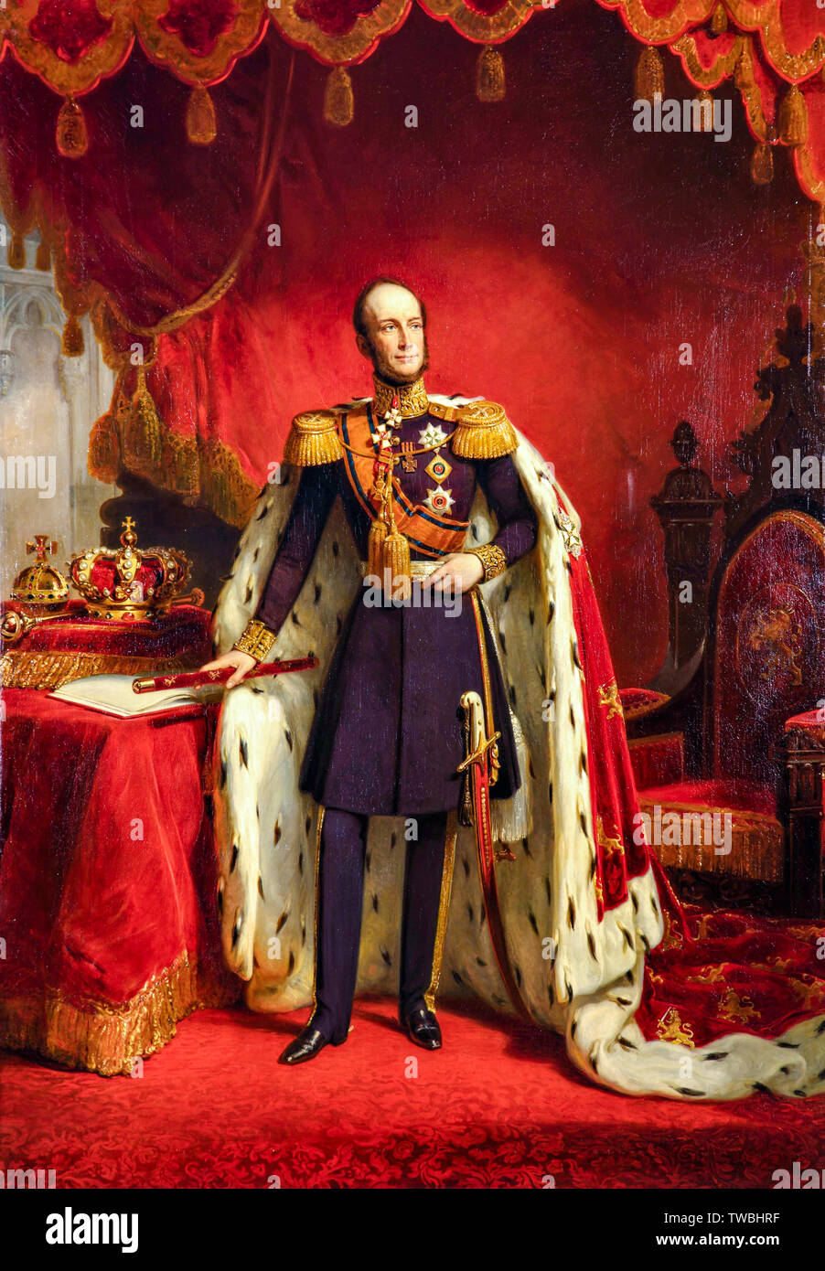 Di Re Guglielmo II dei Paesi Bassi (1792-1849), ritratto dipinto, 1849 Foto Stock