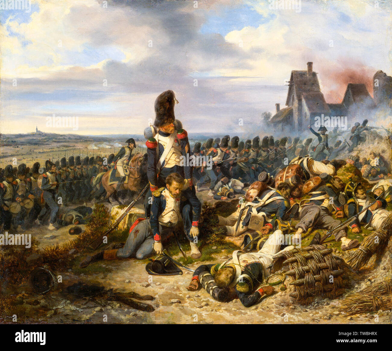 Scena di battaglia, la battaglia di Waterloo da Hippolyte Bellange, pittura, circa 1825 Foto Stock