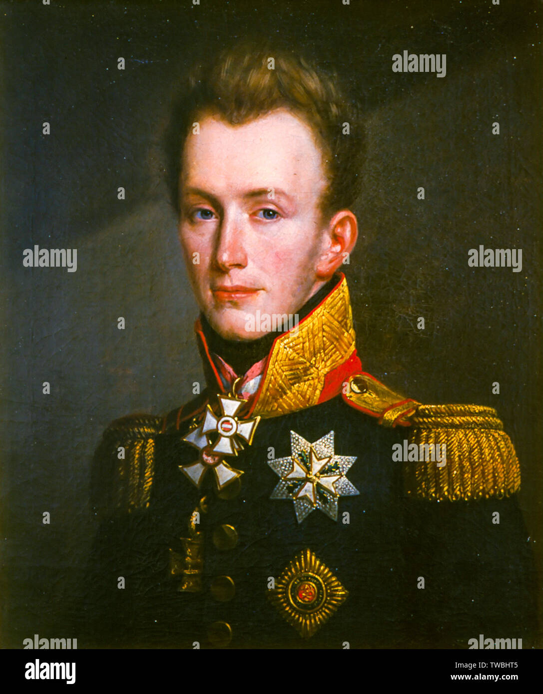 Guglielmo II dei Paesi Bassi (1792-1849) come un giovane uomo al tempo della Battaglia di Waterloo (1815), ritratto dipinto, 1815 Foto Stock Guglielmo II dei Paesi Bassi (1792-1849) come un giovane uomo al tempo della Battaglia di Waterloo (1815), ritratto dipinto, 1815 Foto Stock