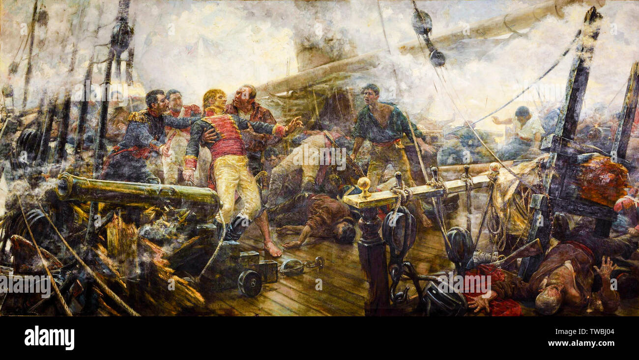 Churruca della morte nella Battaglia di Trafalgar, pittura, 1892 Foto Stock