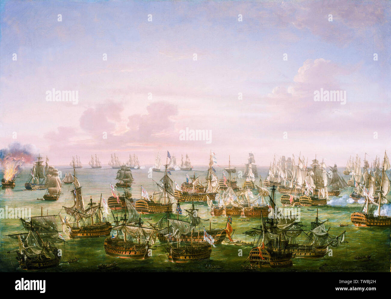 La Battaglia di Trafalgar, 21 ottobre 1805, fine dell'azione, pittura, circa 1808 Foto Stock