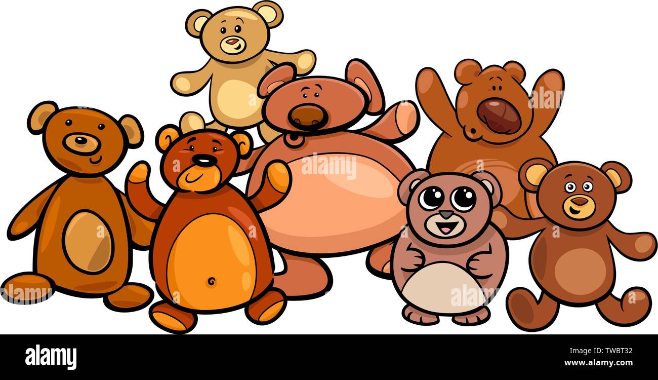 Cartoon illustrazione di simpatici orsetti oggetti gruppo di caratteri Illustrazione Vettoriale