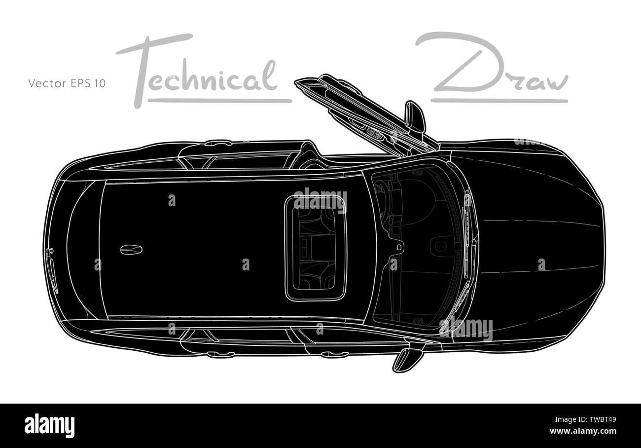 Auto dalla vista dall'alto vettore. Design piatto auto. Illustrazione Vettoriale