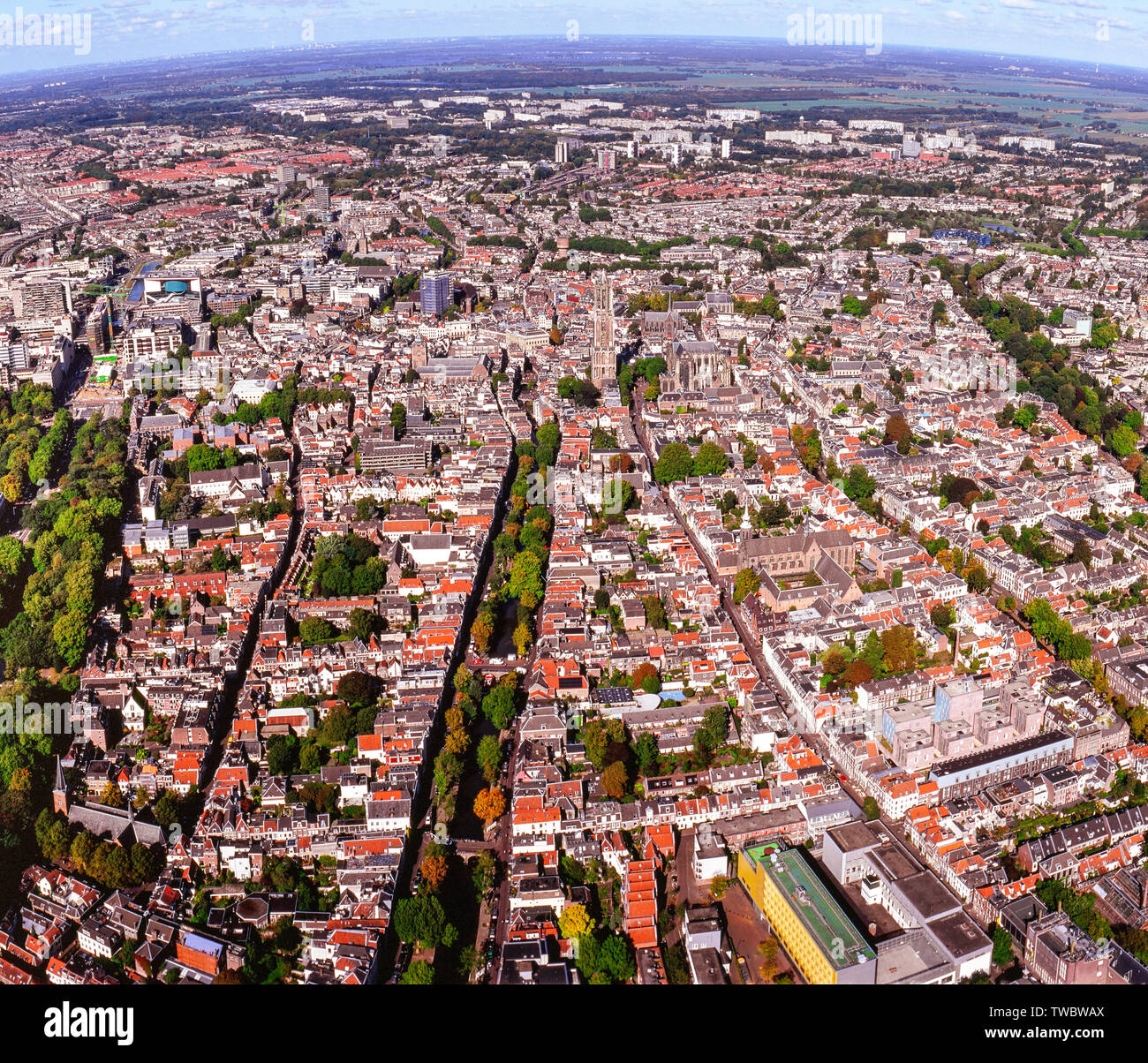 Antenna panorama della città interna Utrecht, Paesi Bassi Foto Stock