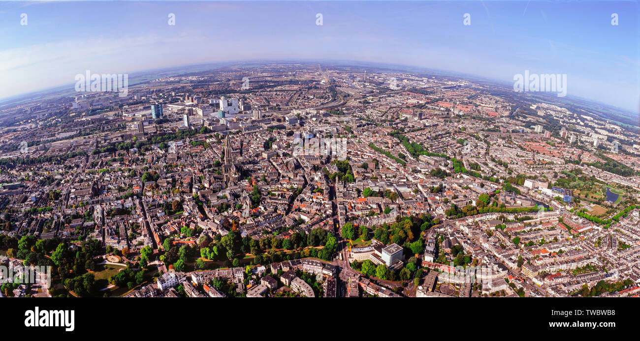 Antenna panorama della città interna Utrecht, Paesi Bassi Foto Stock