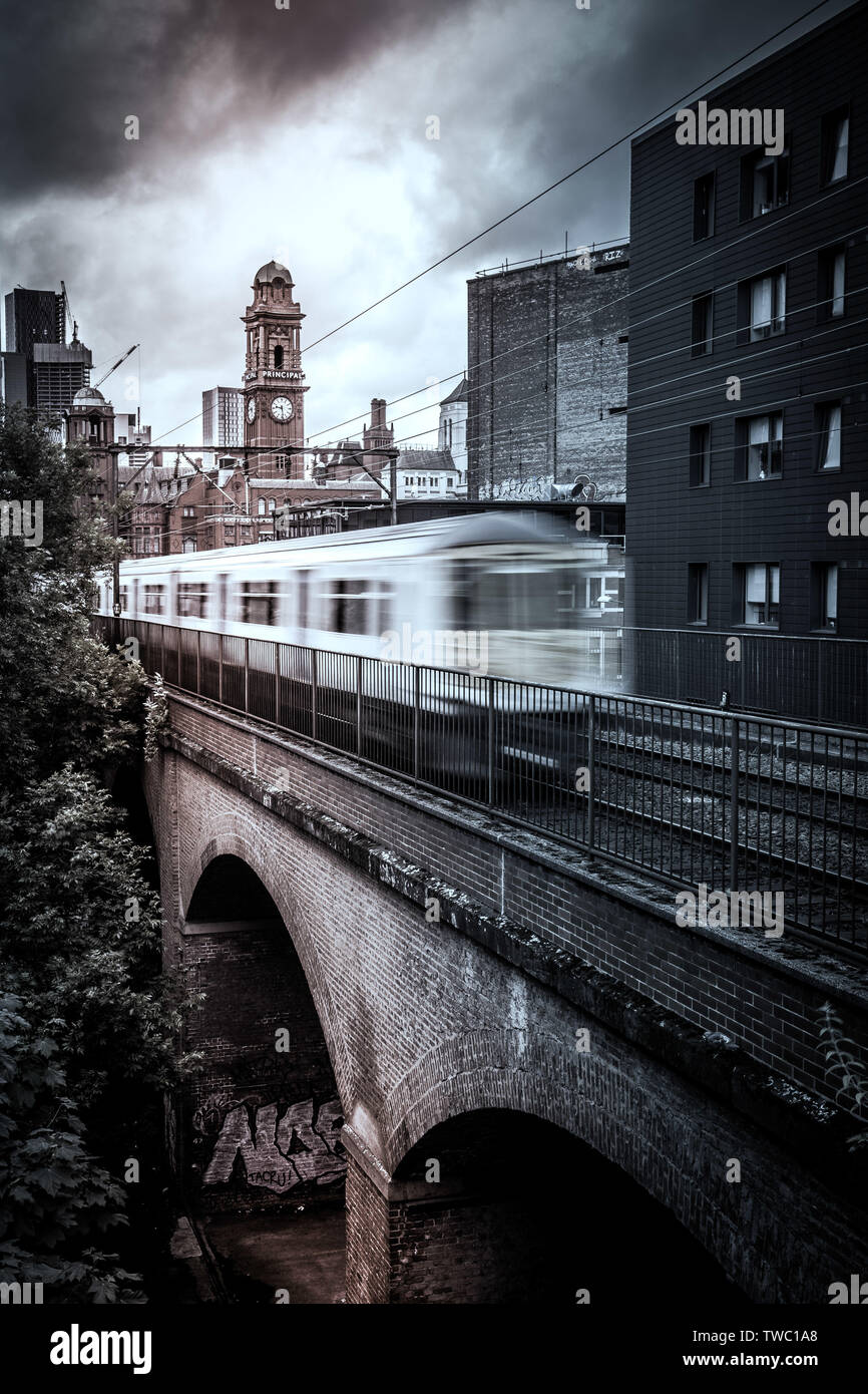 Manchester treni pendolari Foto Stock