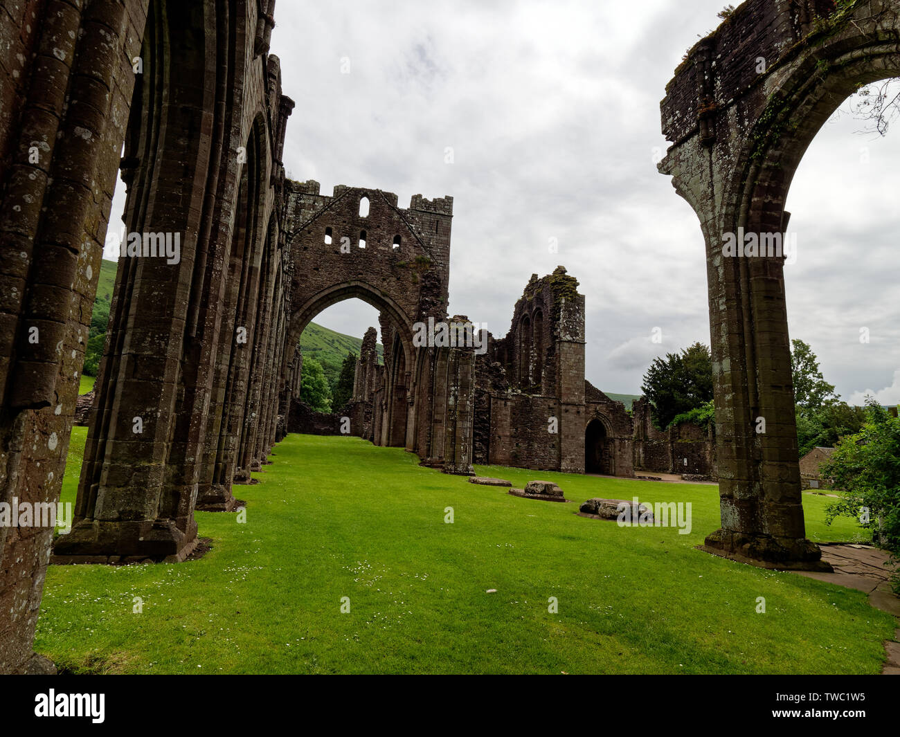 Valle LLanthony, Abergavenny, Wales, Regno Unito Foto Stock