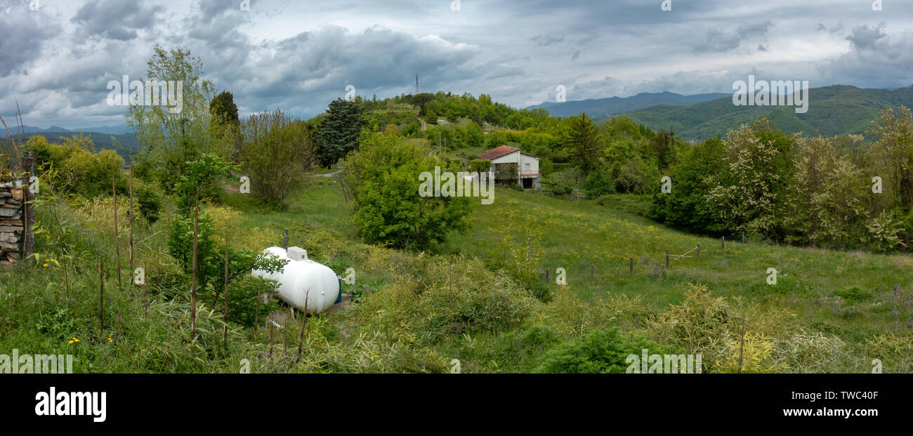 Panoramica vista campagna della Toscana Foto Stock