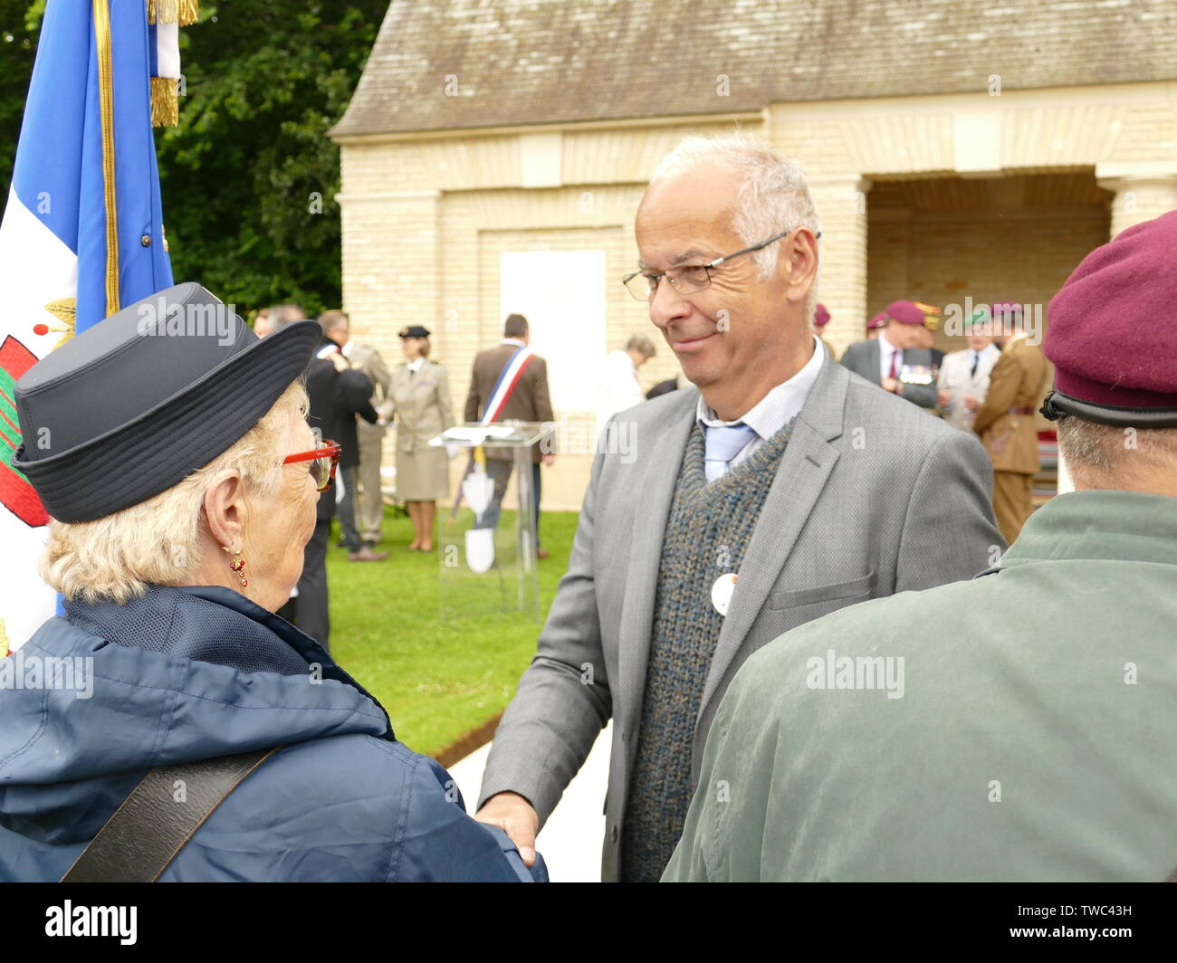 Commémoration au Cimetiere Militaire britannique de Banneville la Campagne (Calvados) du vendredi 07 juin 2019 Foto Stock