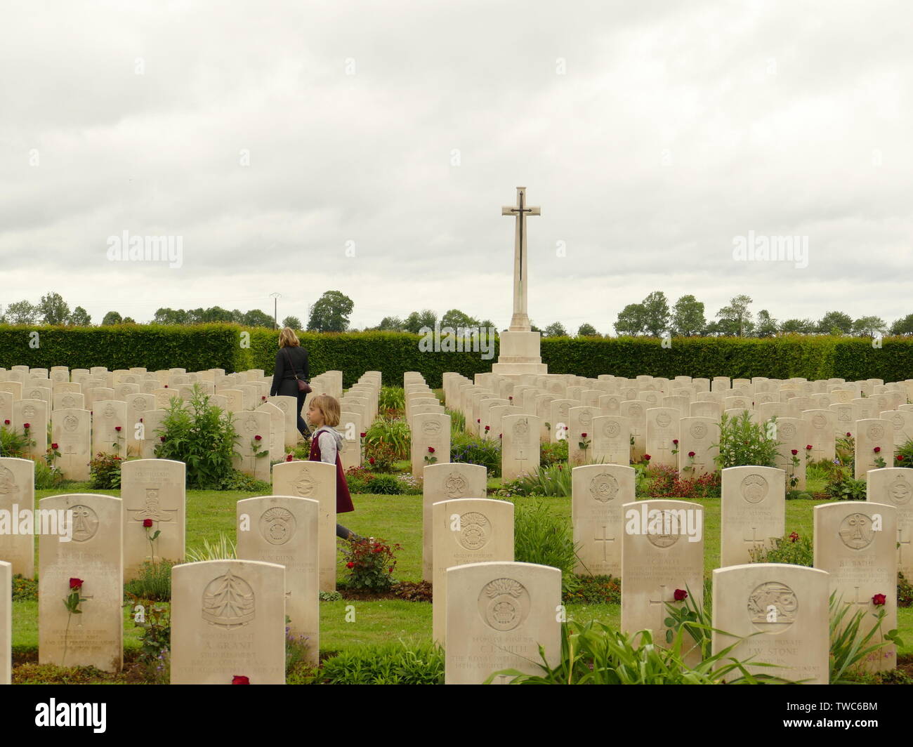 Commémoration au Cimetiere Militaire britannique de Banneville la Campagne (Calvados) du vendredi 07 juin 2019 Foto Stock