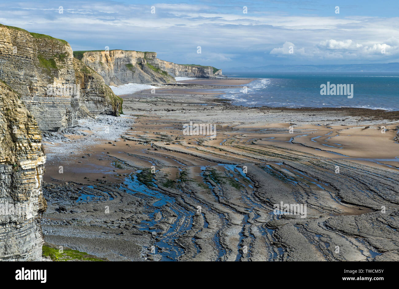 Il Glamorgan Heritage Coast nel Galles del Sud - tutte le scogliere calcaree e rocce Foto Stock