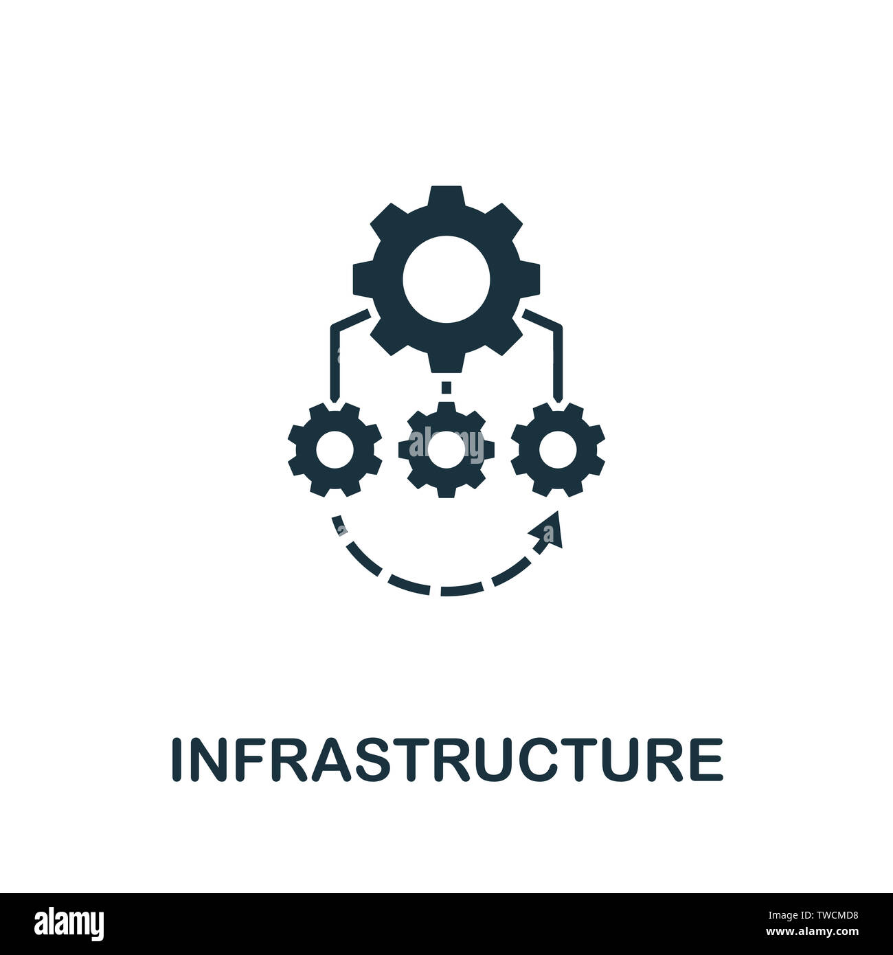 Icona infrastruttura. Segno creativo dalla raccolta di icone di controllo qualità. Icona dell'infrastruttura piatta per computer e dispositivi mobili Foto Stock