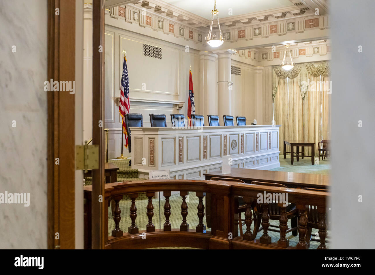 Little Rock Arkansas - La vecchia corte suprema camera in Arkansas State Capitol Building. Foto Stock