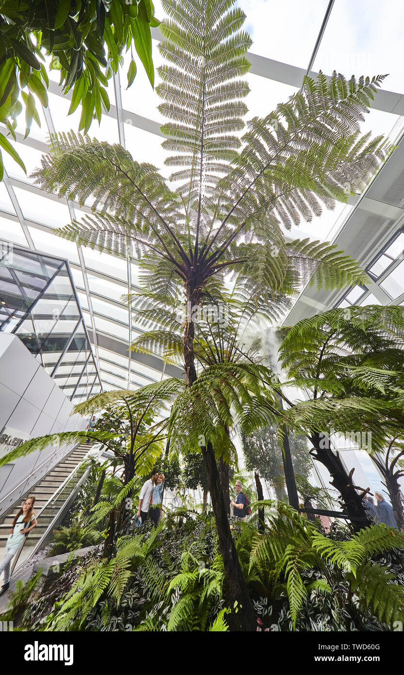 Sky Garden a 20 Fenchurch Street è un unico spazio pubblico che si estende per tre piani ed offre 360 gradi di vedute ininterrotte Londra Foto Stock