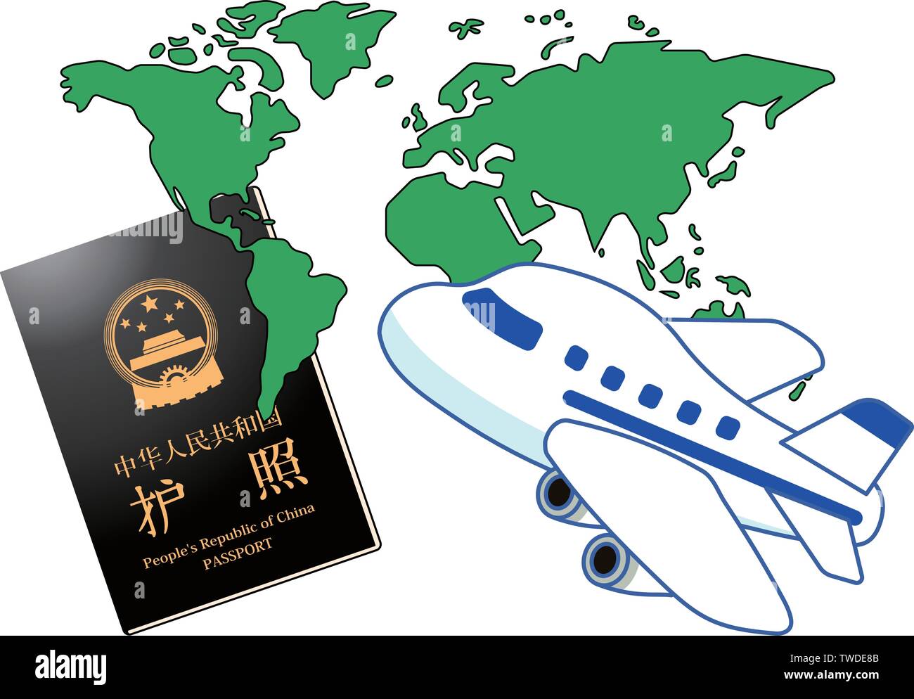 Questo è l'illustrazione di un passaporto cinese che è scritto in cinese come un passaporto. Illustrazione Vettoriale