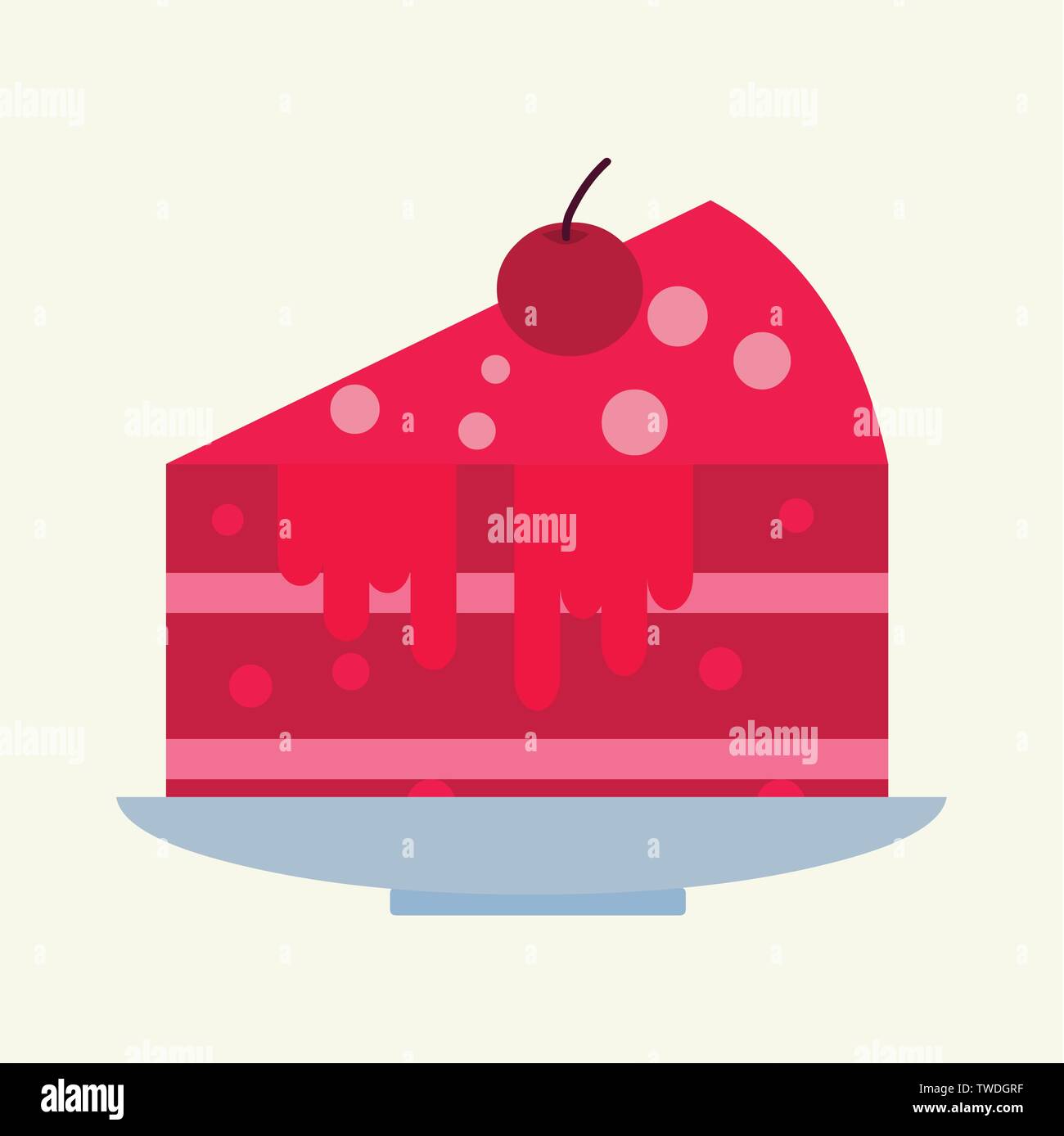 Pezzo di torta di ciliegie illustrazione vettoriale Illustrazione Vettoriale