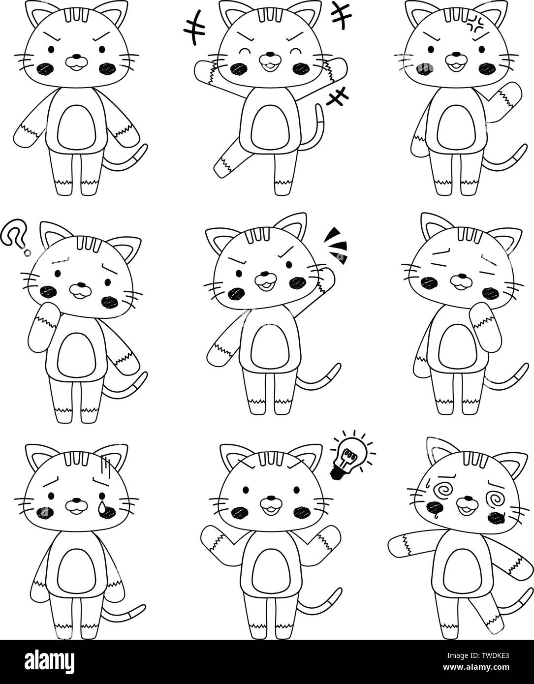 Questo è un full-length illustrazione del simpatico gatto marrone carattere. Illustrazione Vettoriale