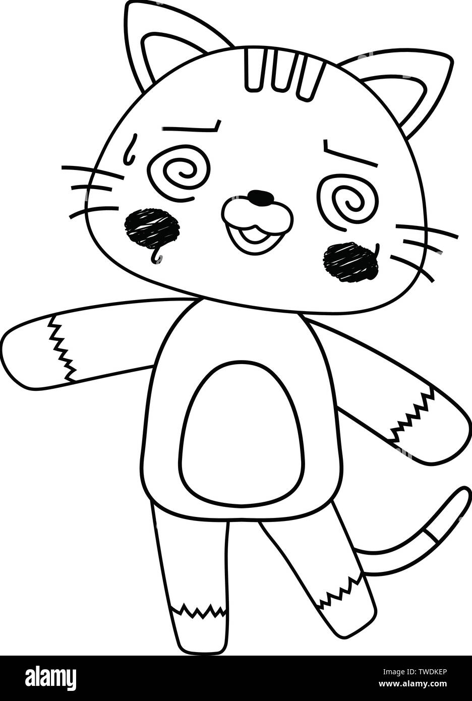 Questo è un full-length illustrazione del simpatico gatto marrone carattere. Illustrazione Vettoriale