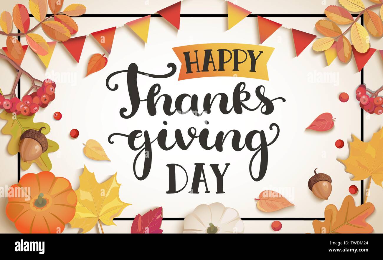 Banner per felice giorno del ringraziamento. Illustrazione Vettoriale
