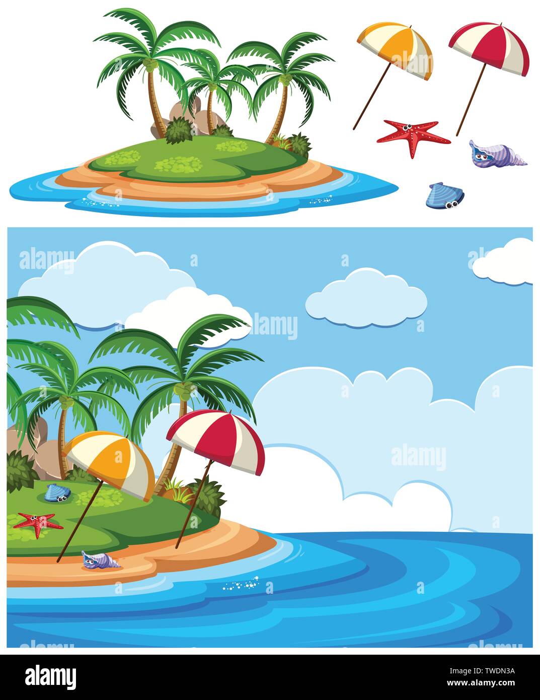 Set di spiaggia illustrazione elemento Illustrazione Vettoriale