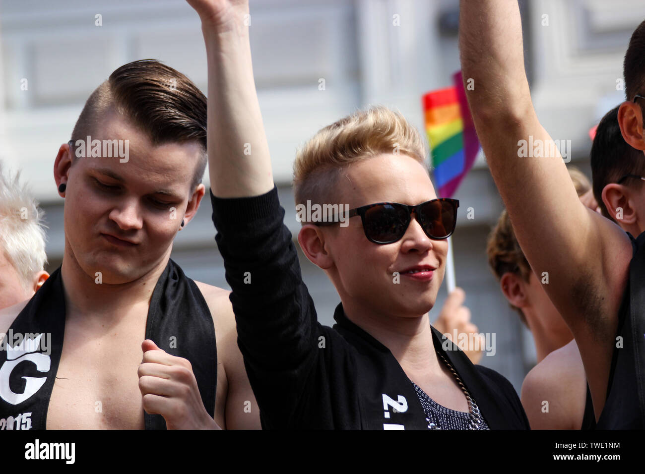 Helsinki Pride Parade 2015 a Helsinki in Finlandia Foto Stock