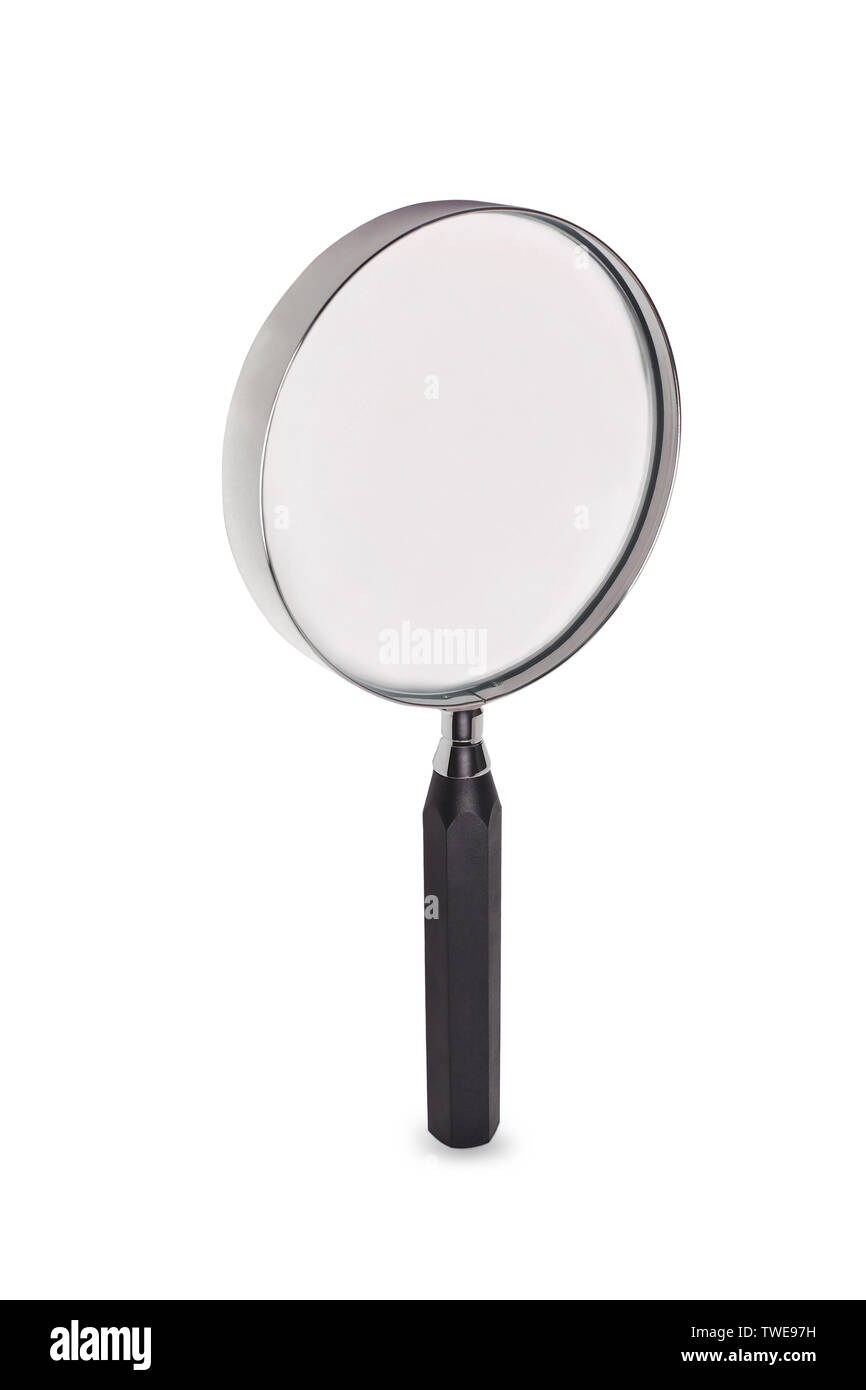 Primo piano di una lente di ingrandimento Foto Stock