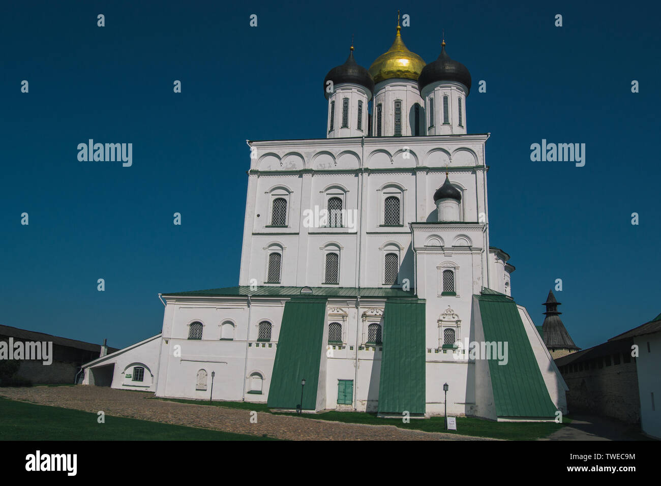 La chiesa cristiana in Russia nella città di Pskov Foto Stock