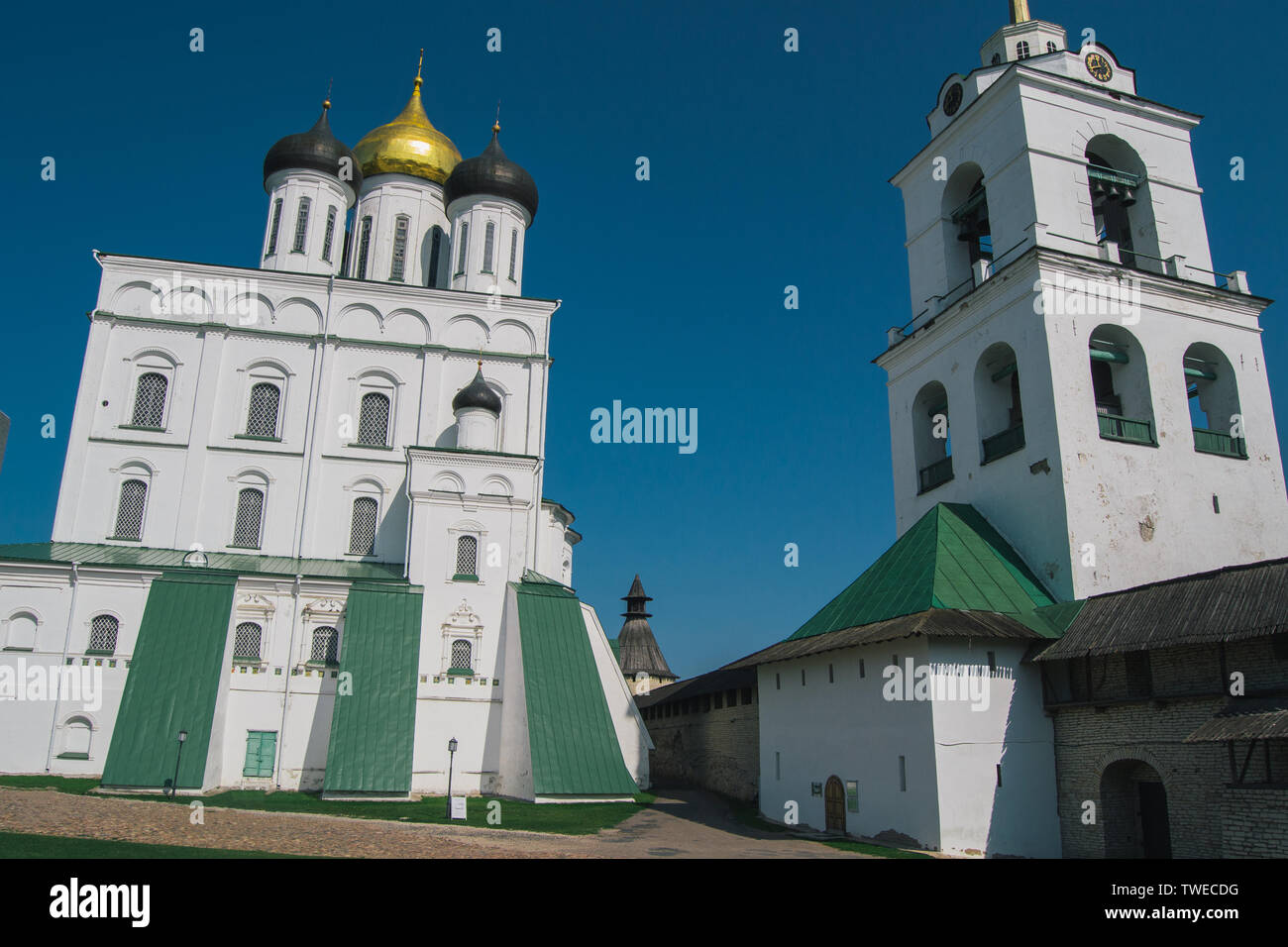 La chiesa cristiana in Russia nella città di Pskov Foto Stock