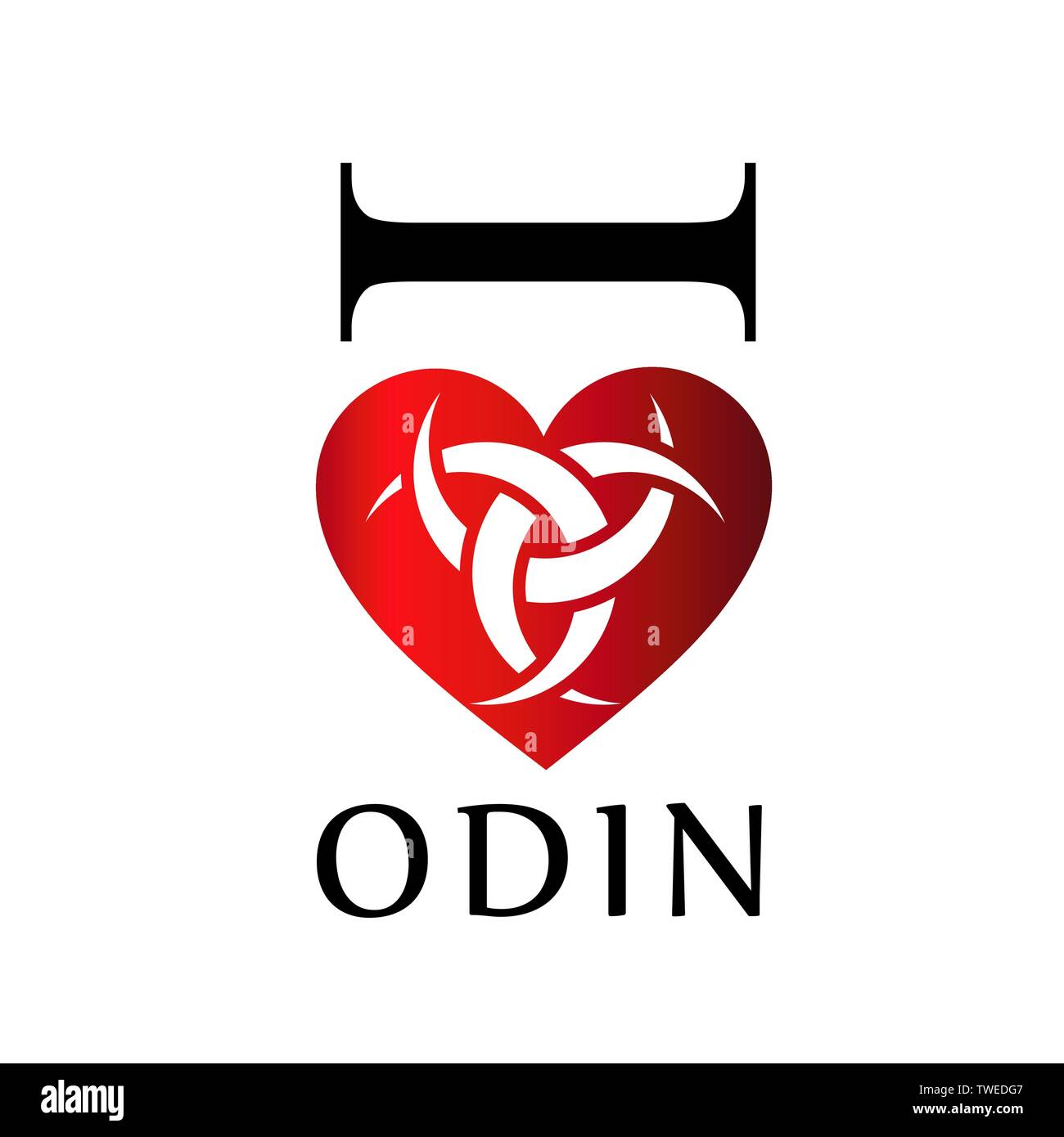Amo Odin- la grafica è un simbolo delle corna di Odin, un simbolo satanista Illustrazione Vettoriale