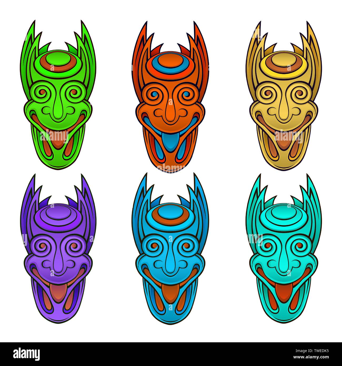 Idolo Tiki azteca faccia delle Hawaii Illustrazione Vettoriale