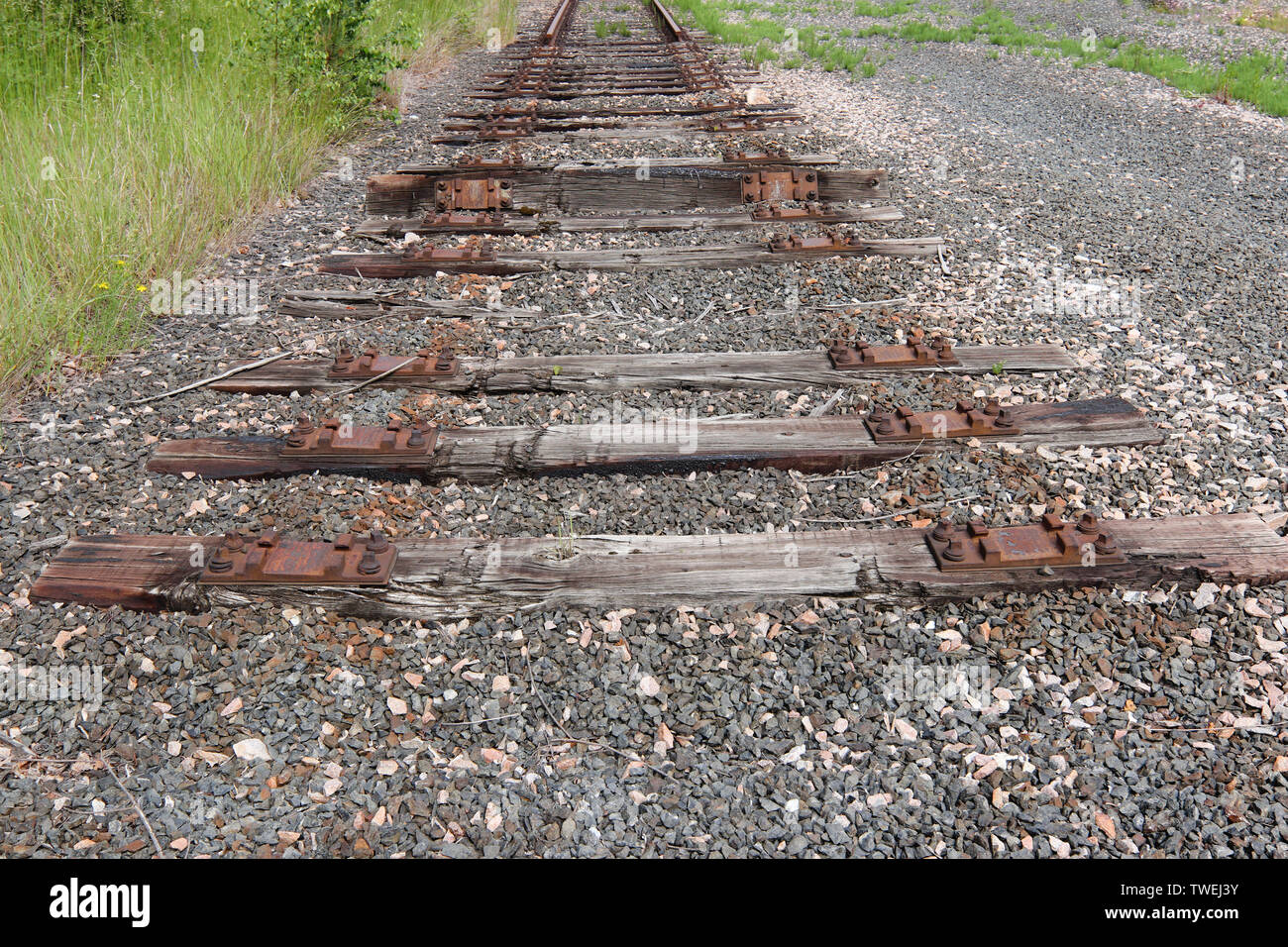 Fine della vecchia linea ferroviaria - cieco via Foto Stock